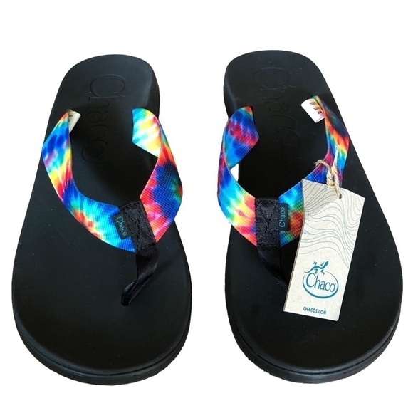 Mens Chaco Chillos Dark Tie Dye Flip Flop - Picture 1 of 10